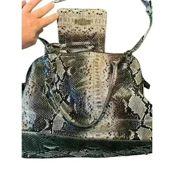 Fiorelli Faux Snakeskin Shoulder Bag Purse Python Embossed Satchel - Picture 3 of 10